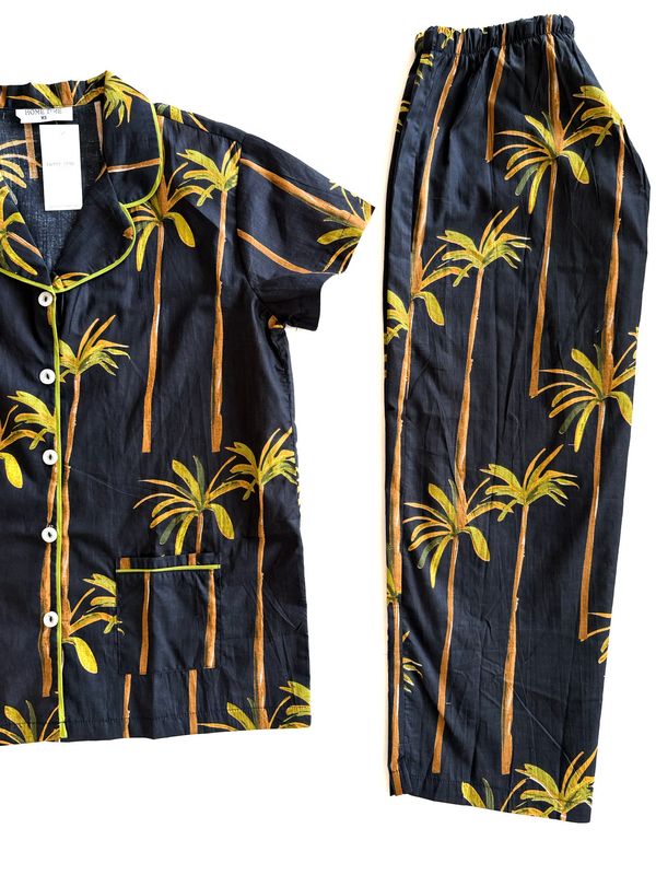 Navy Palm 3/4 Set - Indian Cotton