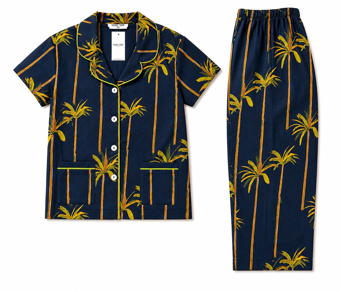 Navy Palm 3/4 Set - Indian Cotton