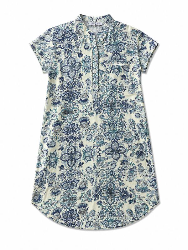 BLUE PAISLEY CHINESE COLLAR - RAYON