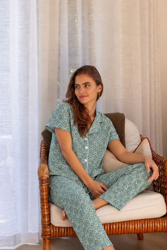 Aqua Green 3/4 Set - Indian Cotton