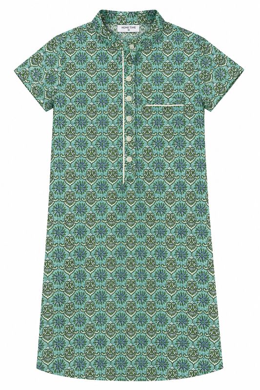 AQUA GREEN CHINESE COLLAR - INDIAN COTTON