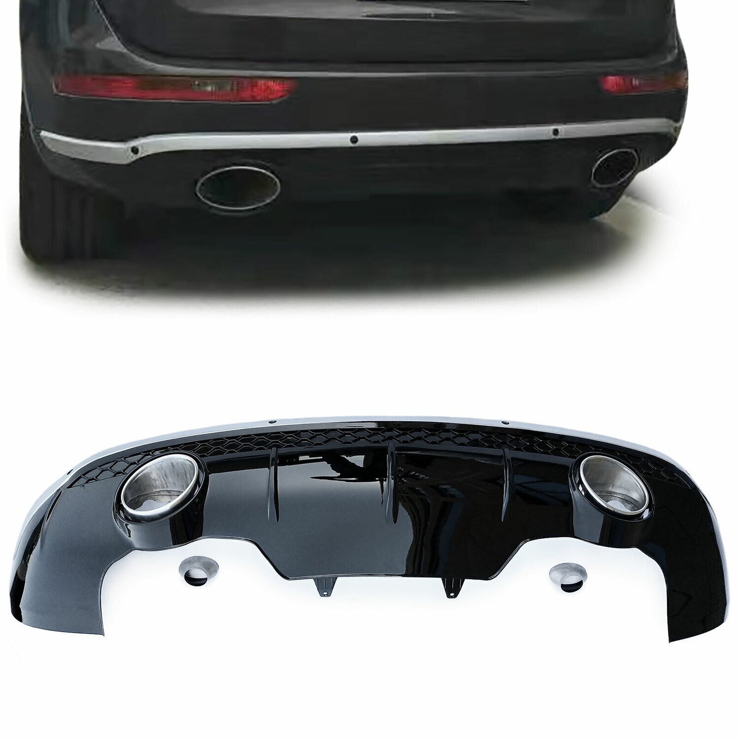 Diffuseur de pare-choc arrière avec sorties d'échappement pour Audi Q5 8R 2008 - 2016