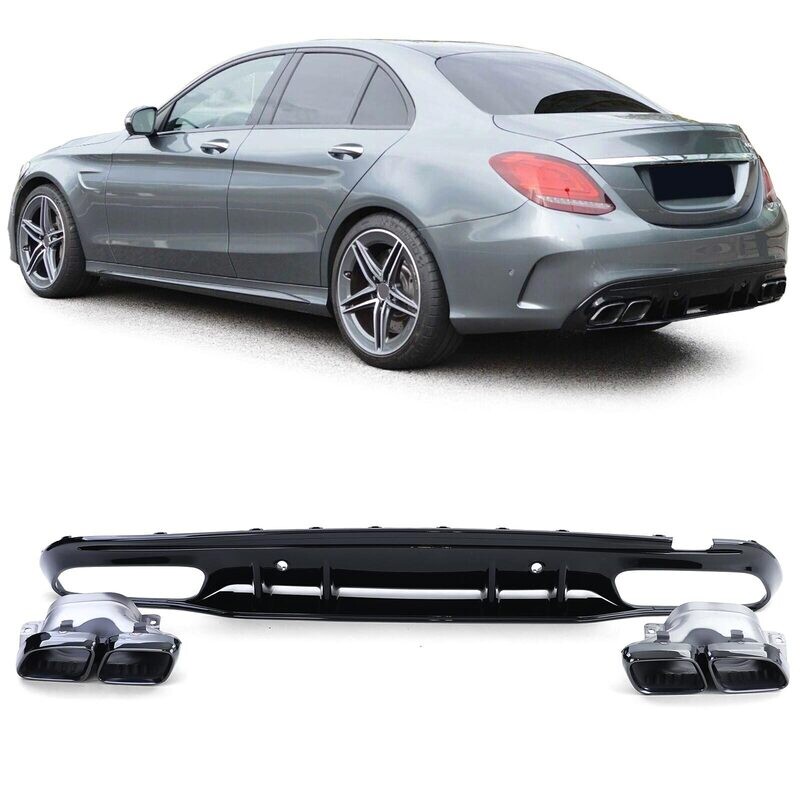 Diffuseur de pare choc arrière Look AMG pour Mercedes Classe C W205 à partir de 2018