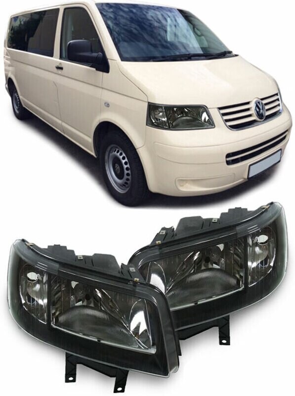 Paire de phares avant pour Volkswagen Bus Transporter T5 2003 - 2009