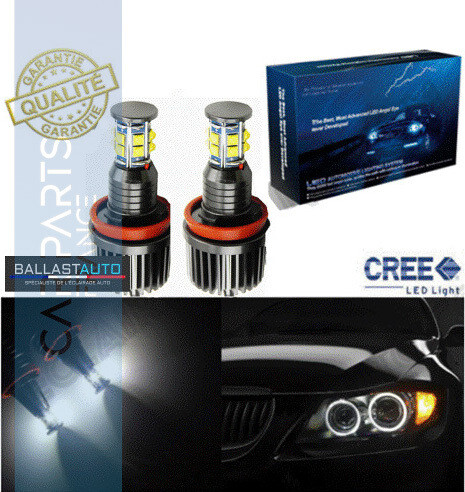 Angel Eyes Premium H8 à leds Ultra Blanc pour BMW - 120W  1250LM
