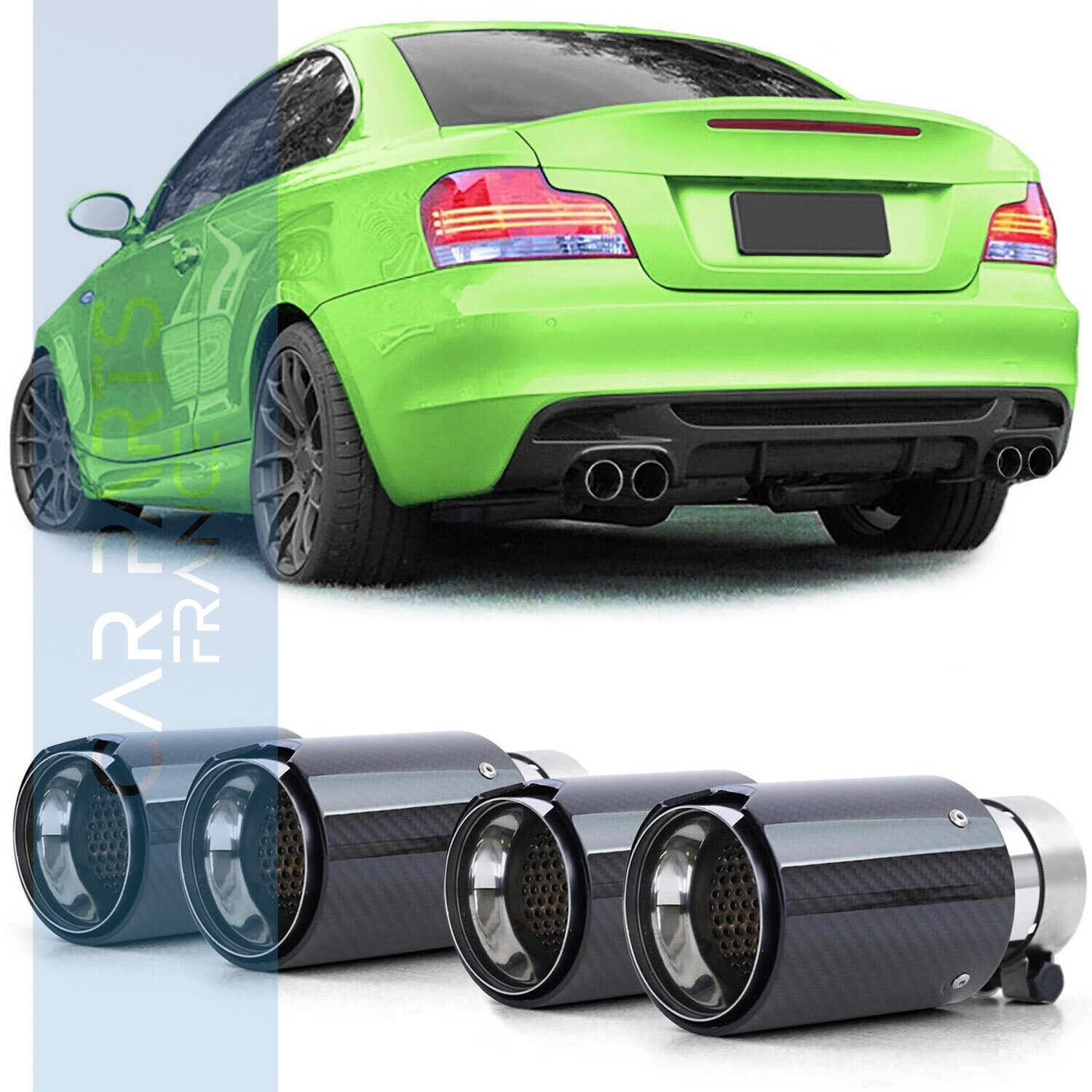4x embouts d'échappements en carbone brillant pour BMW look Performance