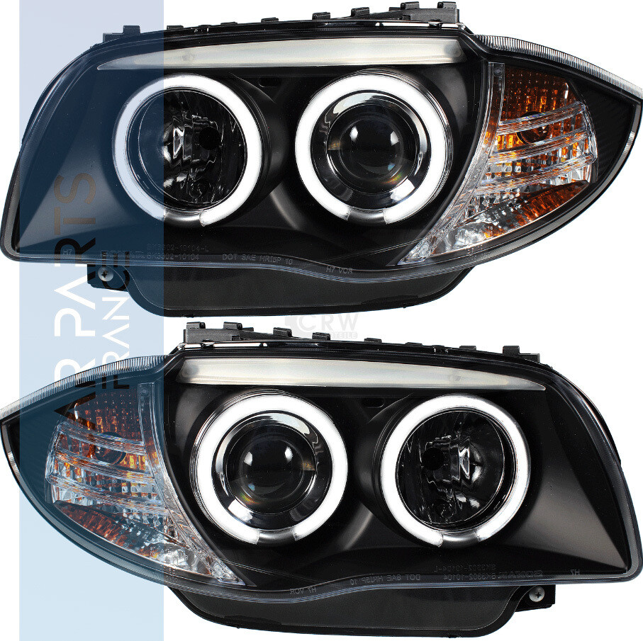 Paire de phares avant Angel Eyes pour BMW Série 1 E81 E82 E87 E88 2004 - 2012