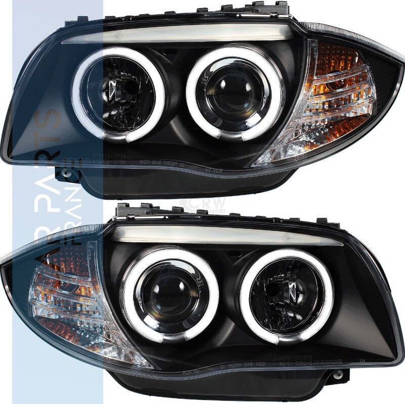 Paire de phares avant Angel Eyes pour BMW Série 1 E81 E82 E87 E88 2004 - 2012