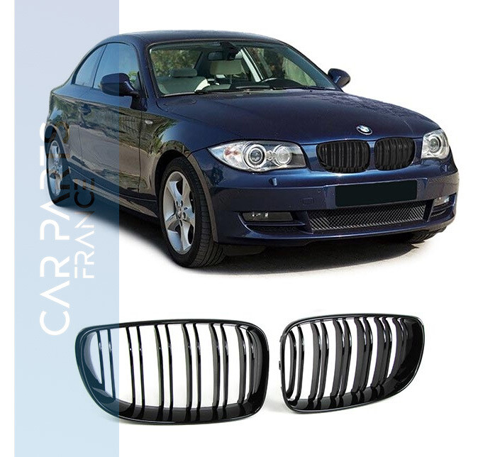 Calandre / Grille Double lame BMW Série 1 E81 E82 E87 E88 Noir Brillant Look Pack M Performance / Motorsport