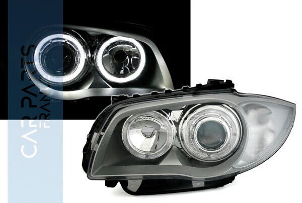 Paire de phares avant Angel Eyes pour BMW Série 1 E81 E82 E87 E88 2004 - 2012