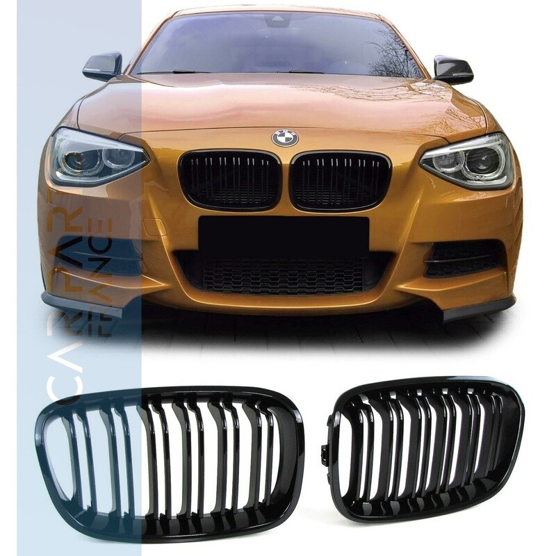 Calandre / Grille double lame pour BMW Série 1 F20 F21 noir brillant Phase 1 2011-2015