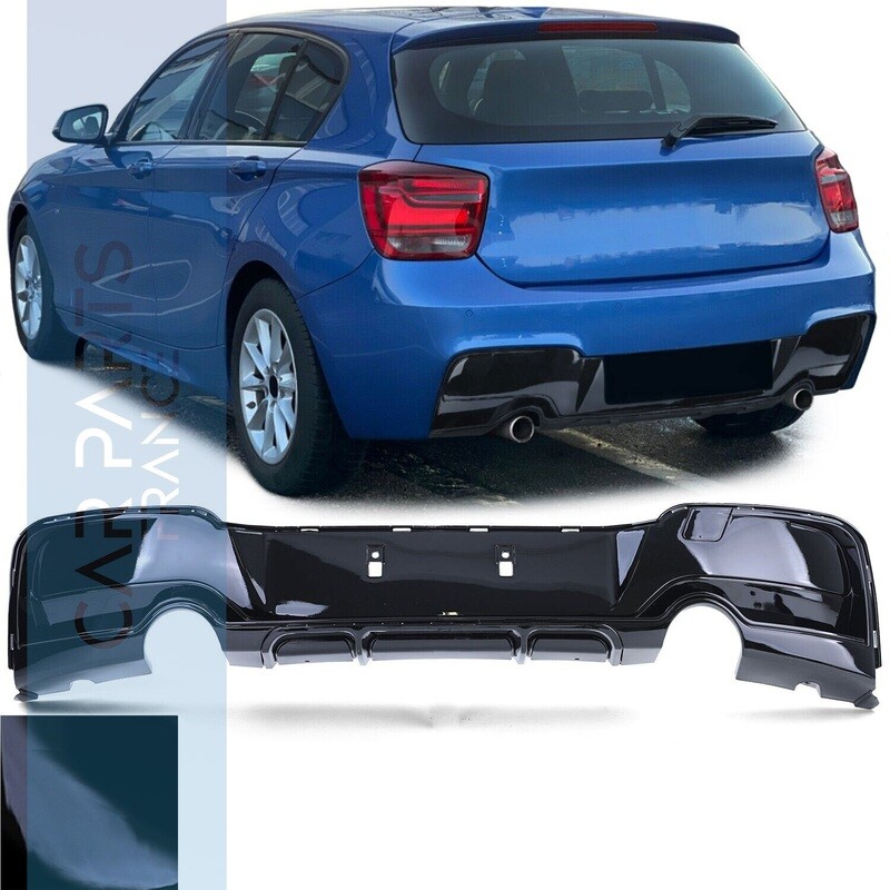 Diffuseur double sortie pour pare-chocs arrière pour BMW Série 1 F20 F21 Pack M look Performance - noir brillant