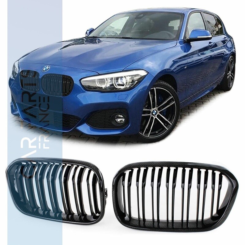 Calandre / Grille double lame pour BMW Série 1 F20 F21 CARBONE Pack M Phase 2 après 2015 LCI