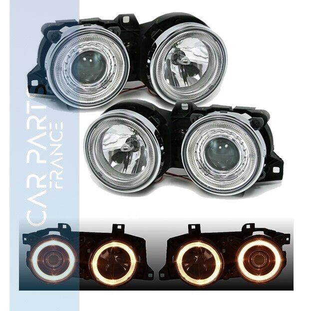 Paire de phares avant Angel Eyes pour BMW Série 3 E30 1982 - 1994