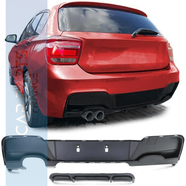 Diffuseur double sortie  gauche pour pare-chocs arrière pour BMW Série 1 F20 F21 Pack M look Performance - noir mat