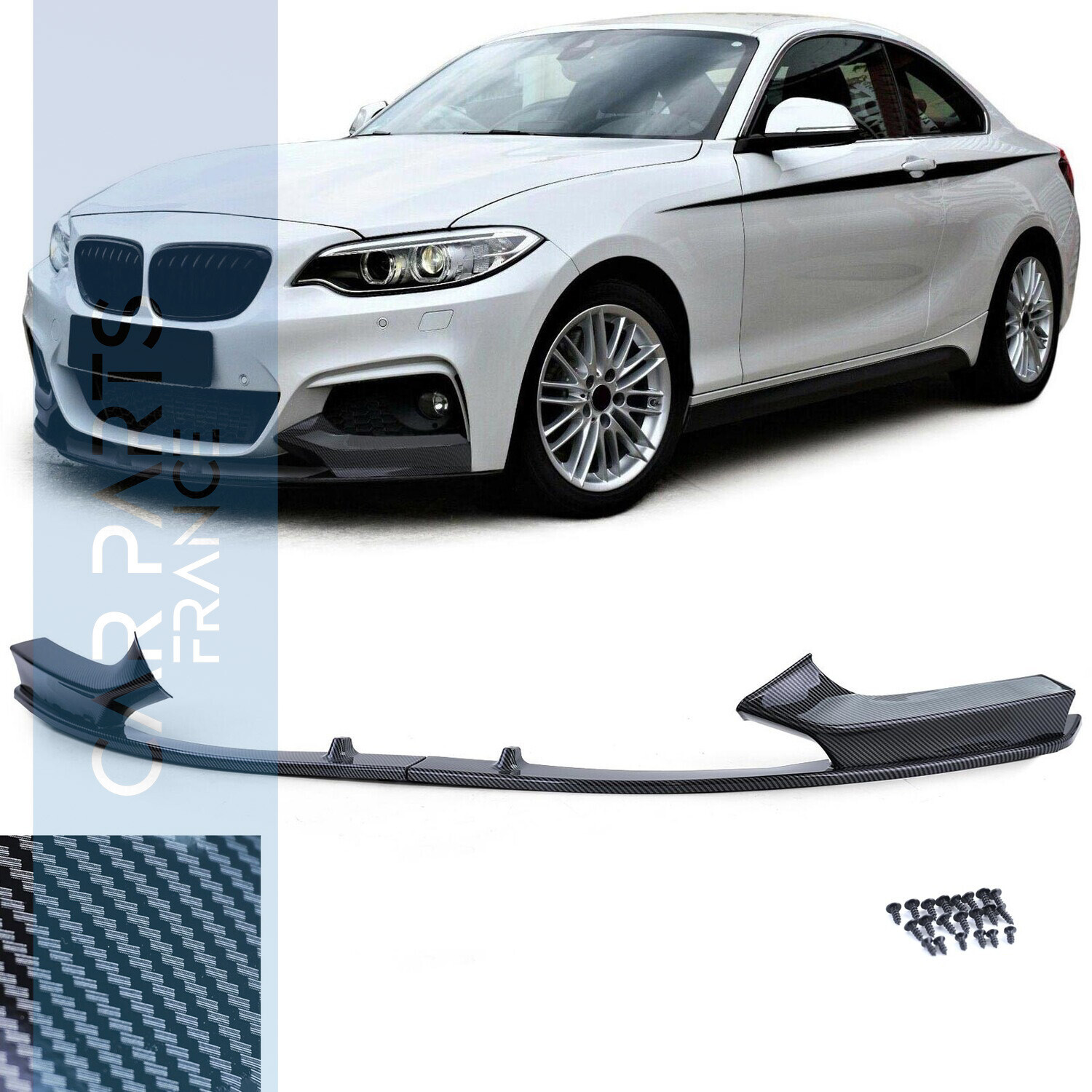 Spoiler / Lame / Diffuseur de pare-chocs avant pour BMW Série 2 Coupé F22 - look carbone