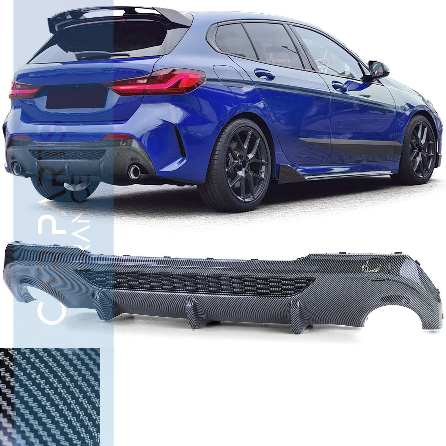 Diffuseur arrière Performance look carbone pour BMW Série 1 F40 à partir de 2019