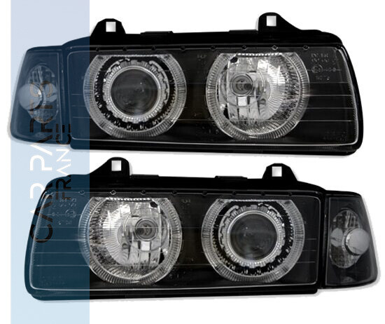 Paire de phares avant Angel Eyes pour BMW Série 3 E36 1990 - 1998 - Berline et Touring