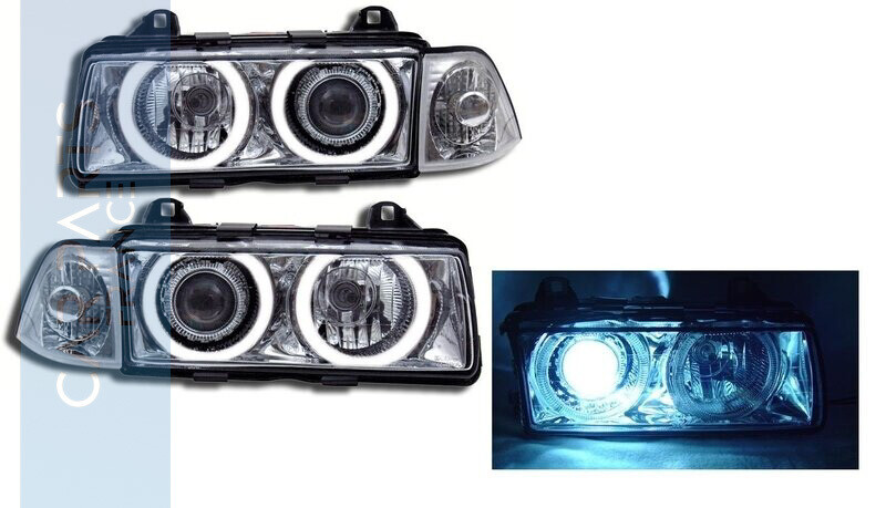 Paire de phares avant Angel Eyes au xenon pour BMW Série 3 E36 1990 - 1998