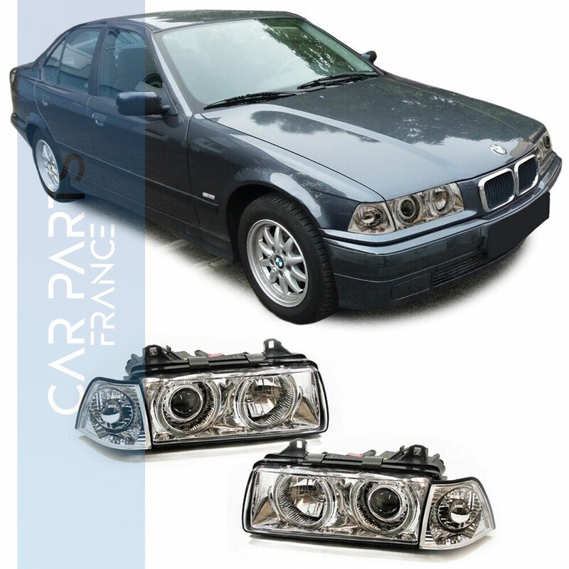 Phares Angel Eyes avant avec clignotants pour BMW Série 3 E36