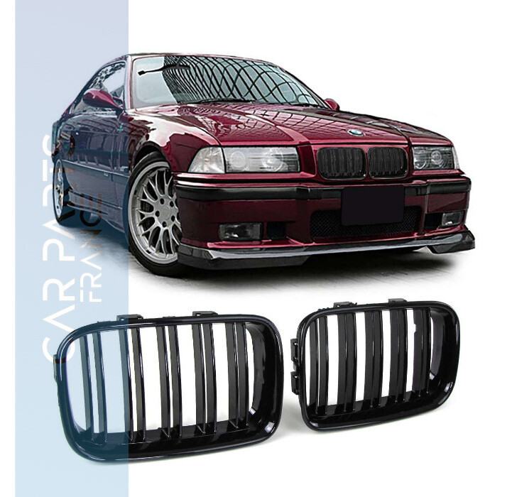 Calandre / Grille Sport double lame pour BMW Série 3 E36 noir brillant  91-96