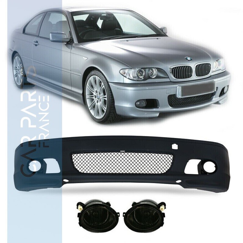 Pare-chocs avant pour BMW série 3 E46 Pack M M2 pour coupé et cabriolet + antibrouillards noir