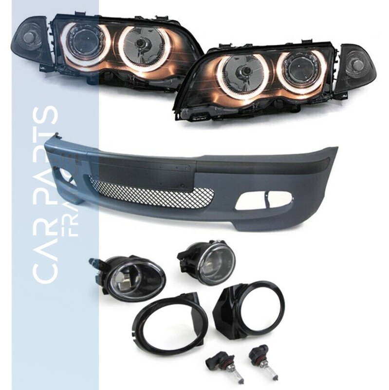 Pack pare-chocs avant Pack M M2 + Phares angel eyes + antibrouillards pour BMW Série 3 E46 Berline et Touring Phase 1