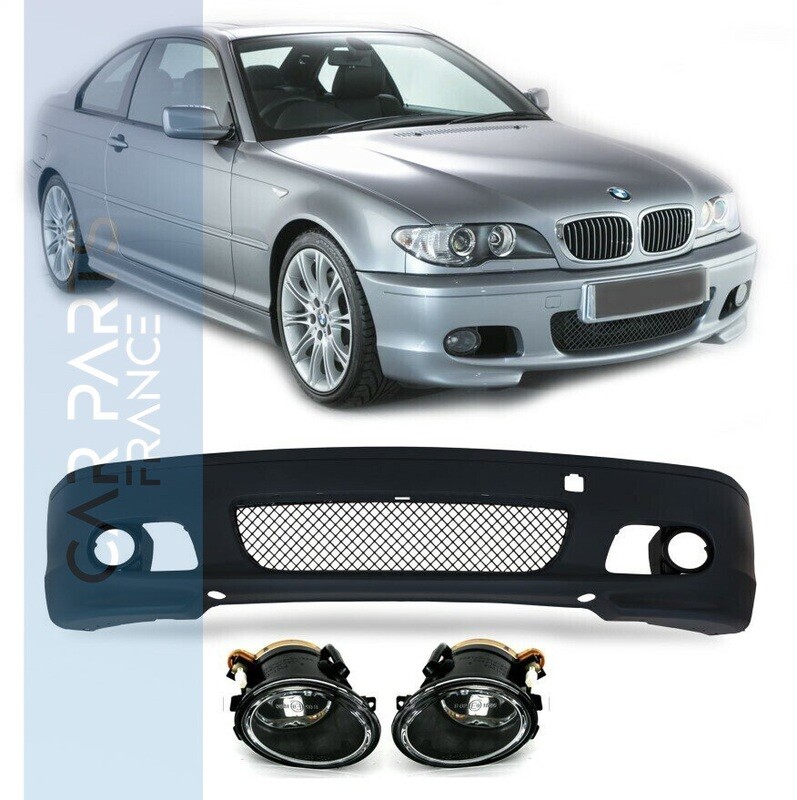 Pare-chocs avant pour BMW série 3 E46 Pack M M2 pour coupé et cabriolet + antibrouillards blanc