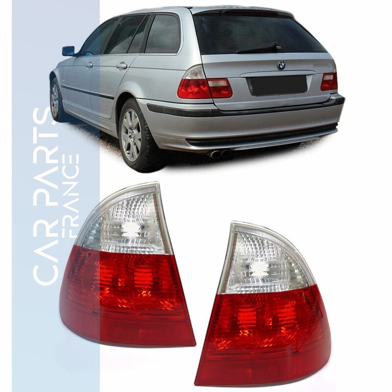 Paire de feux arrière rouge blanc clair pour BMW Série 3 E46 Touring 1998 - 2005