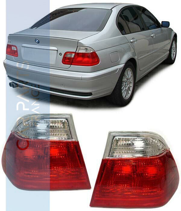 Paire de feux arrière rouge blanc clair pour BMW Série 3 E46 1998-2001