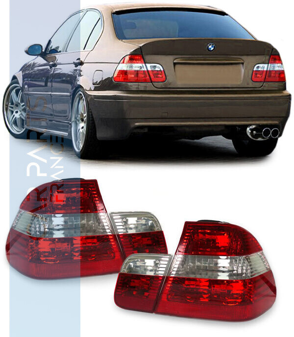 Paire de feux arrière rouge clairs pour BMW Série 3 E46 Berline Phase 1 1998 - 2001