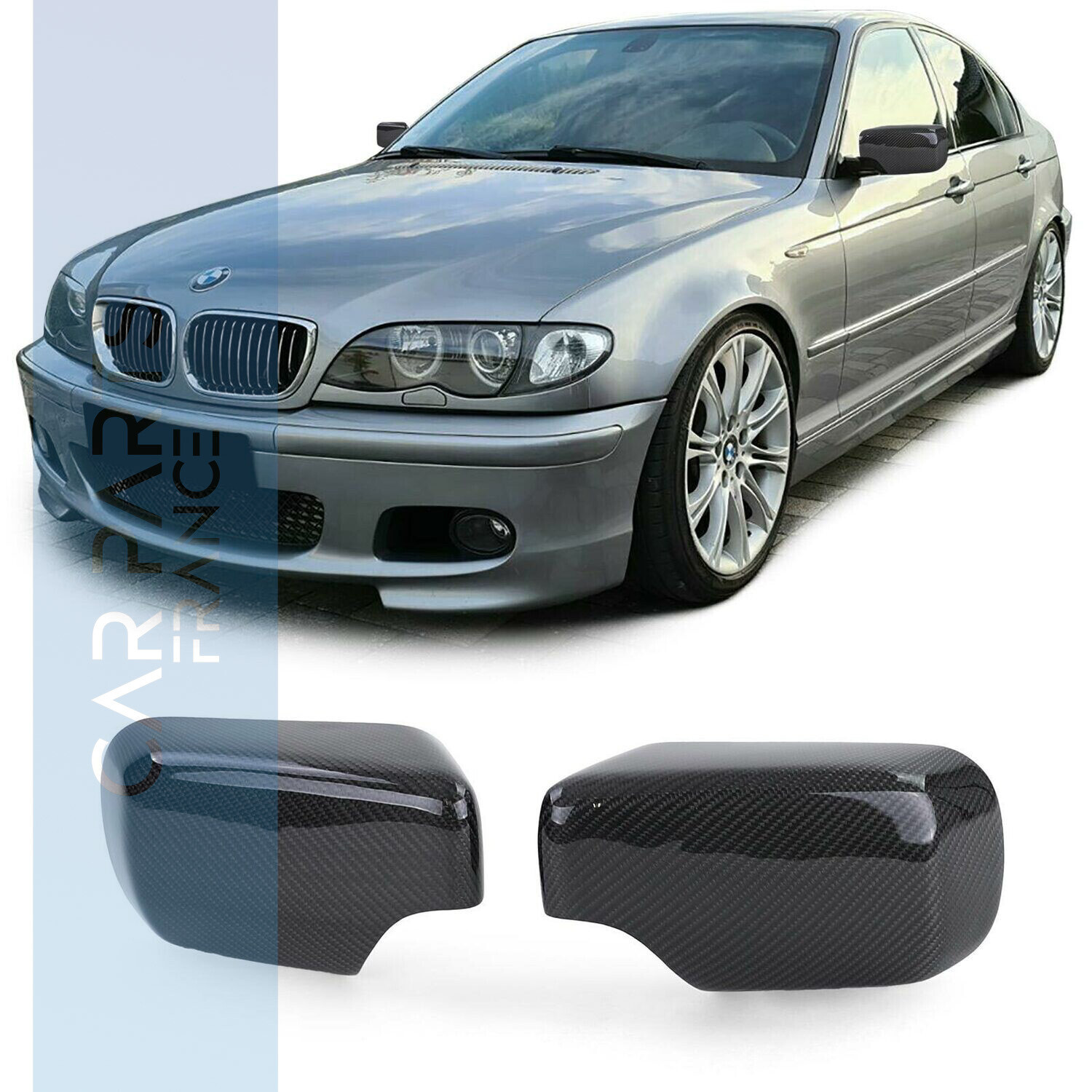 Coques de rétroviseur en véritable carbone pour BMW Série 3 E46 1998-2005