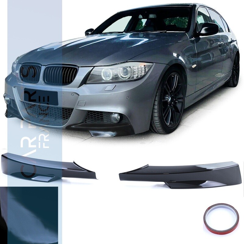 Lèvre / spoiler / Splitter / lame de pare-chocs avant pour BMW Série 3 E90 / E91 noir brillant 2008 - 2011