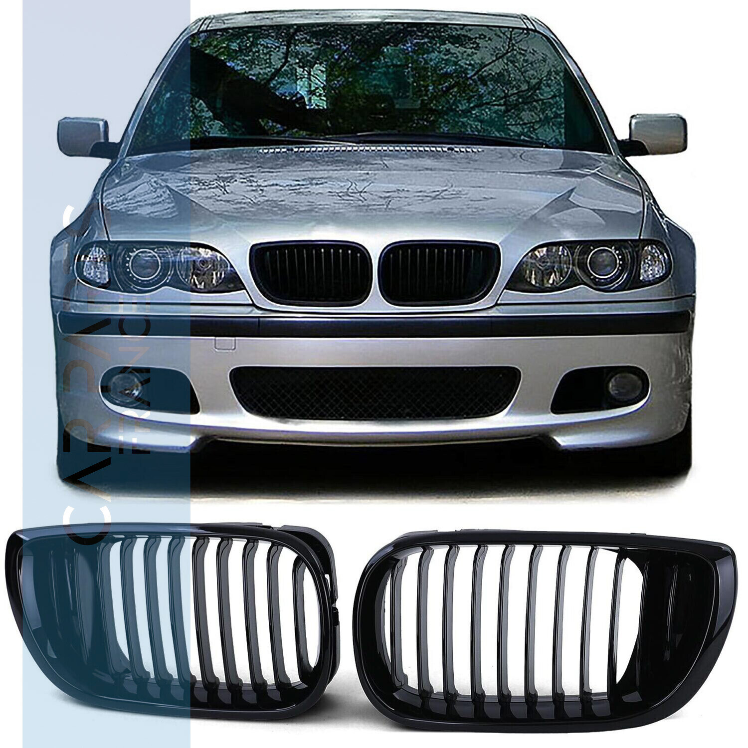 Calandre / Grille pour BMW Série 3 E46 berline touring noir brillant - 2001-2005