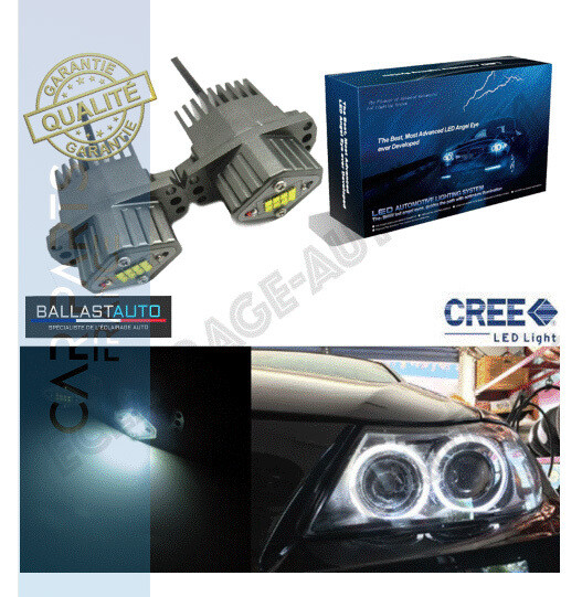 Angel Eyes Haute Gamme à leds blanc pour BMW Série 3 E90 E91 Phase 1 - 1400LM