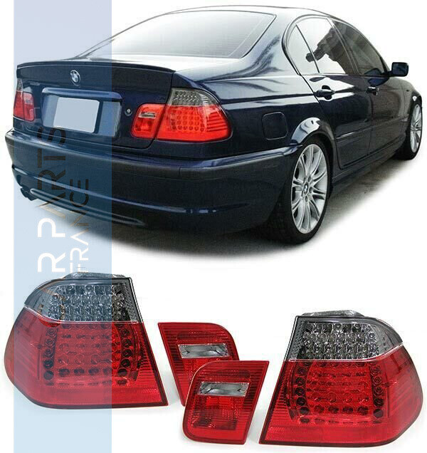 Paire de feux arrière LED rouge noir facelift look pour BMW Série 3 E46 Berline 2001-2005
