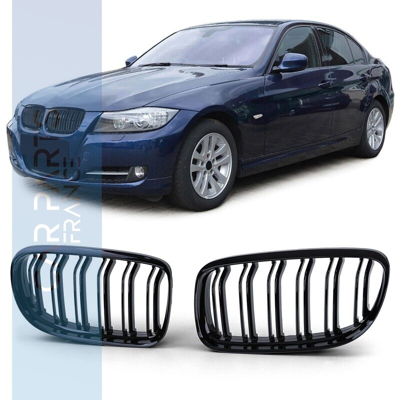 Calandre / Grille double lame pour BMW Série 3 E90 E91 noir brillant 2008-2011