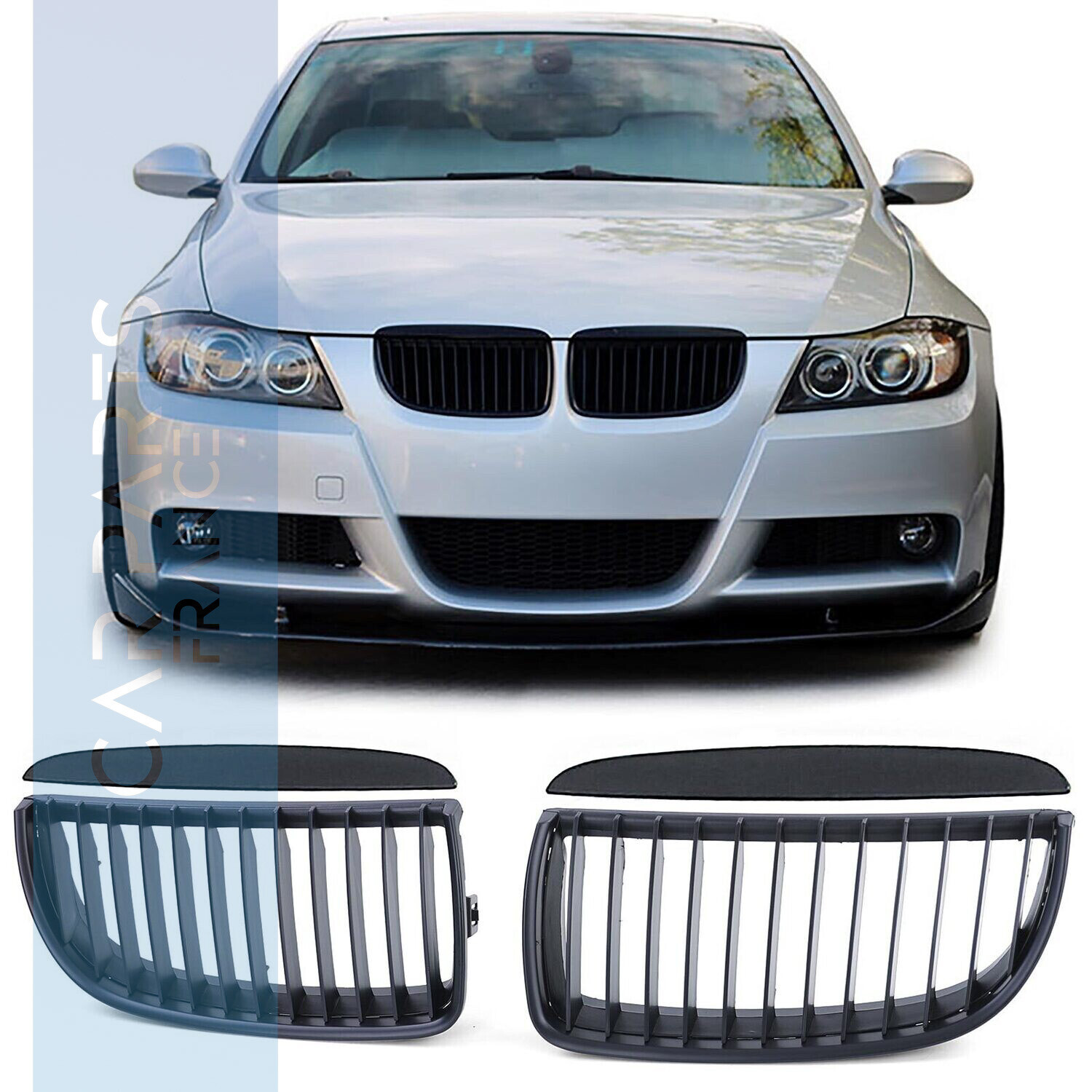 Calandre / Grille pour BMW Série 3 E90 E91 noir mat 2005-2008