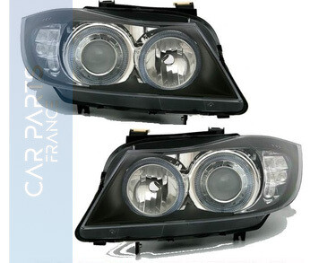 Phares avant angel eyes jaune pour BMW Série 3 e90 E91 2005-2008