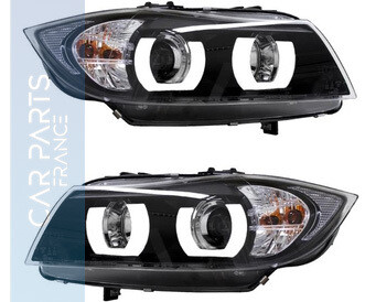 Phares avant angel eyes 3D LED pour BMW E90 E91 2005-2008