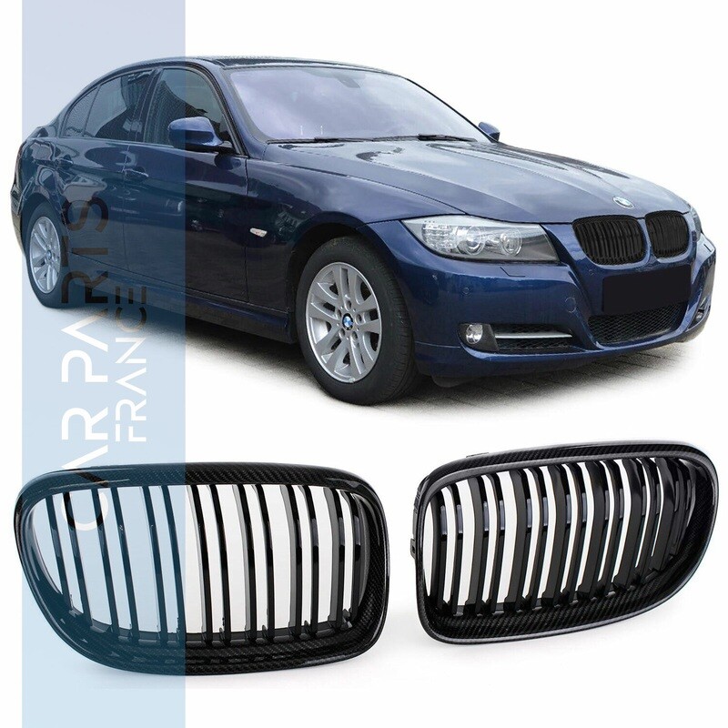 Calandre / Grille double lame pour BMW Série 3 E90 E91 CARBONE 2008-2011