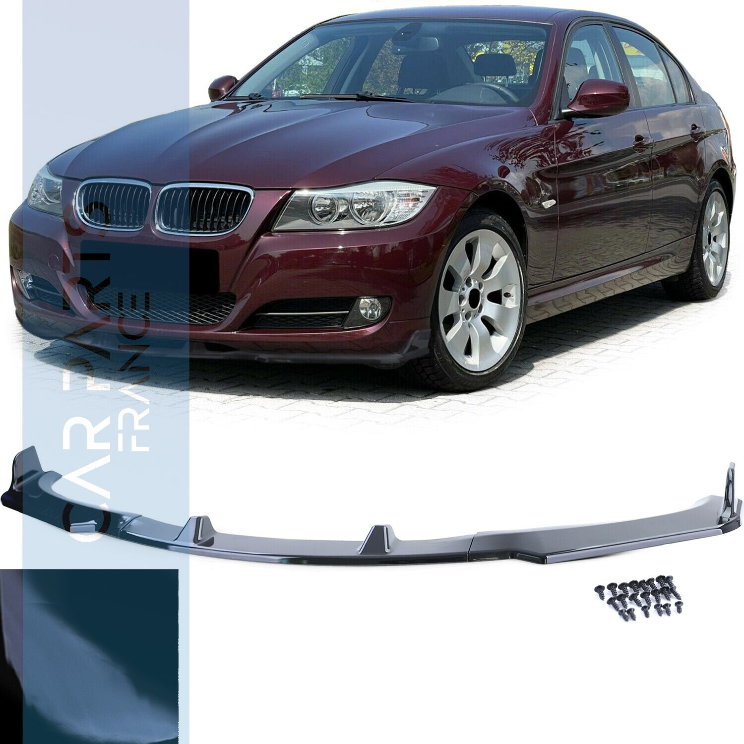 Lèvre / spoiler / lame de pare-chocs avant pour BMW Série 3 E90 E91 noir brillant 2008-2013