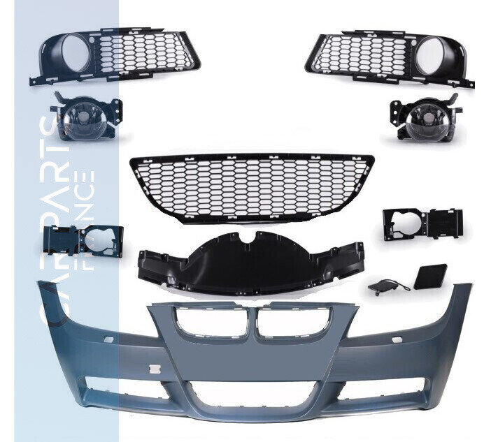 Pare-chocs look Pack M avant pour BMW Série 3 E90 E91 en ABS avec lave phare