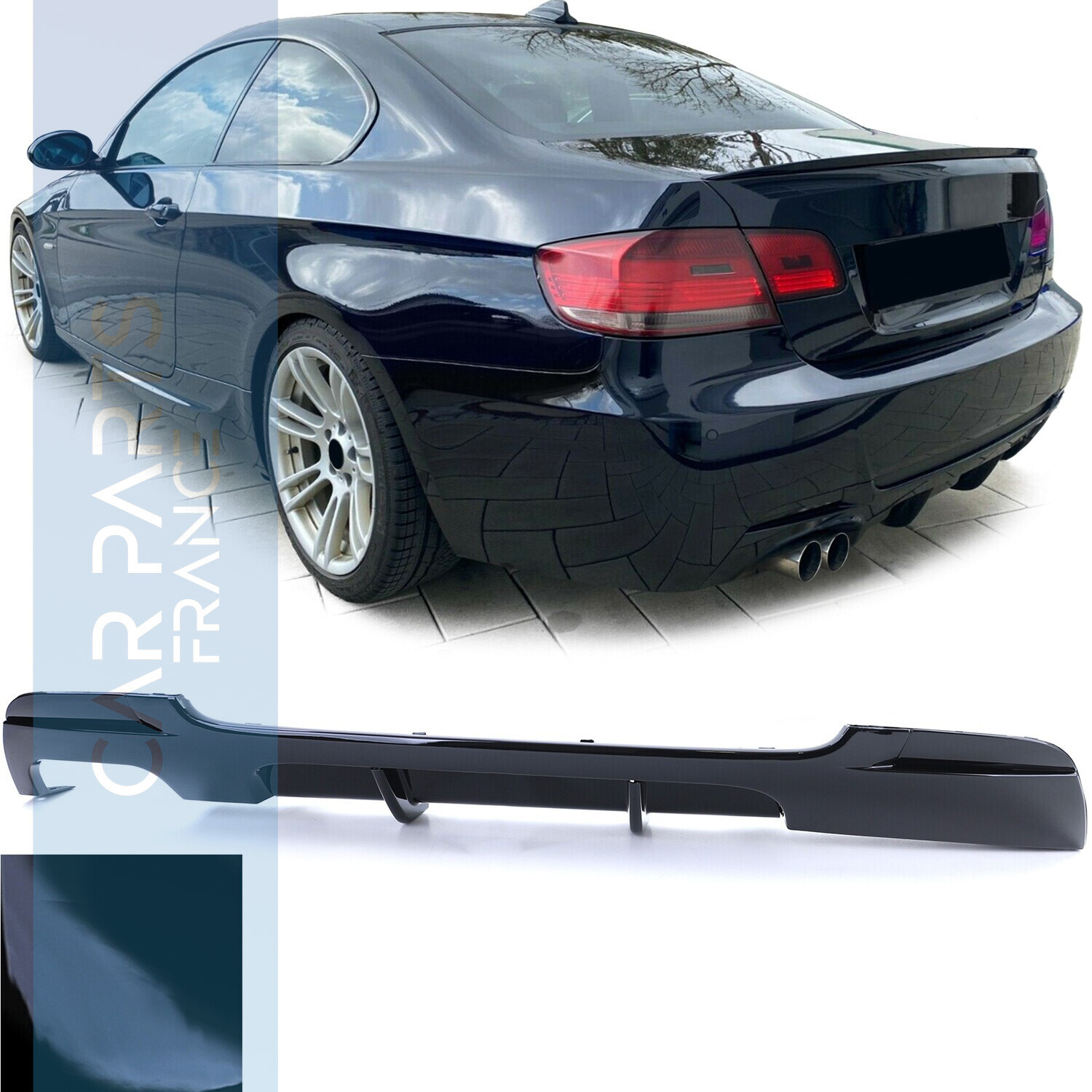 Diffuseur de pare-chocs arrière pour BMW Série 3 E92 E93 Pack M Performance noir brillant  2006-2013
