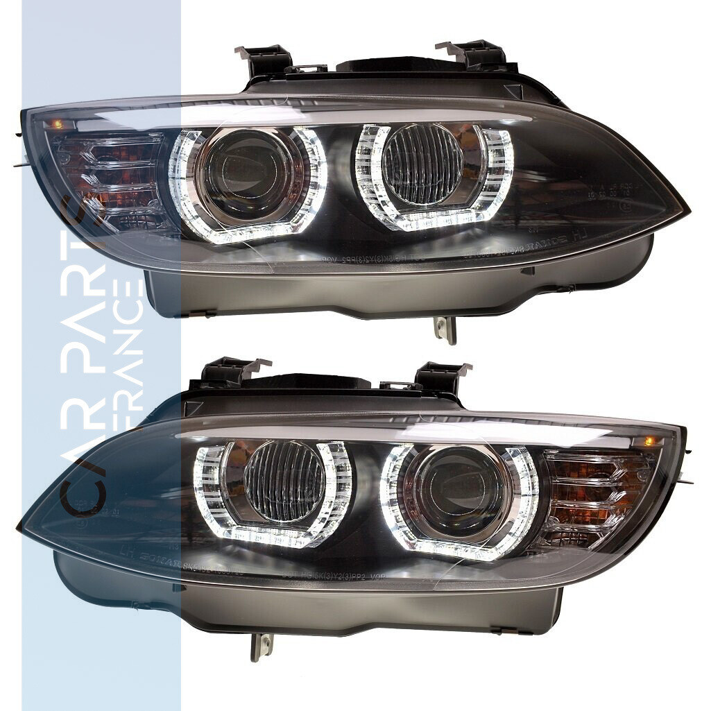 Paire de phares avant Angel Eyes 3D LED et xénon D1S pour BMW Série 3 E92 E93 2006-2010
