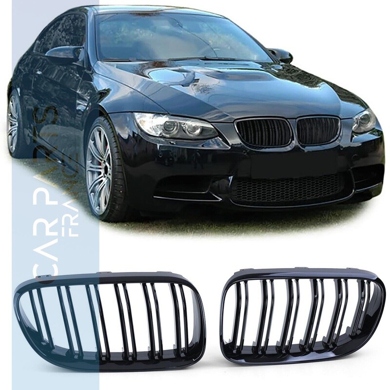 Calandre / Grille double lame pour BMW Série 3 E92 E93 noir brillant 2009-2013