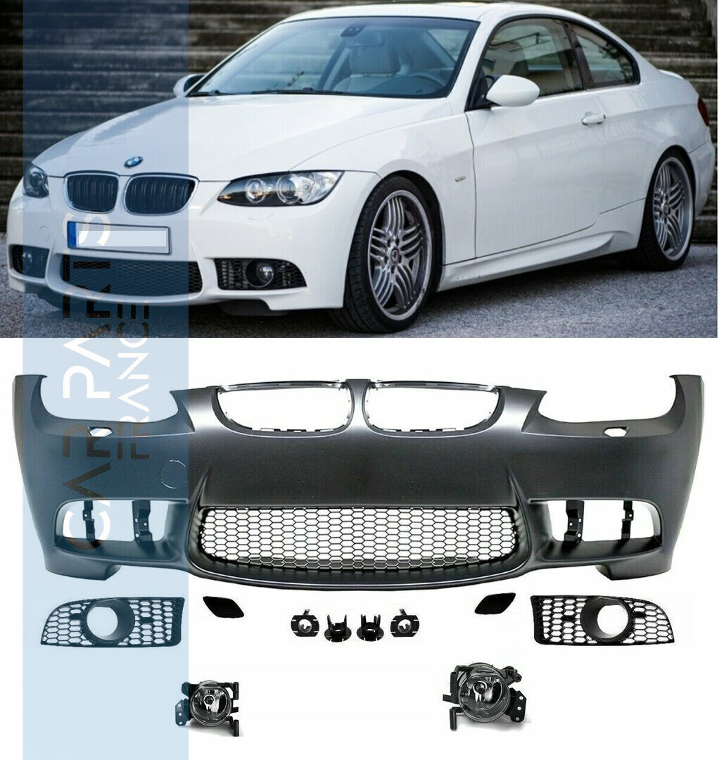Pare-chocs avant pour BMW Série 3 E92 E93 Look M3 2007-2009 + antibrouillards blanc