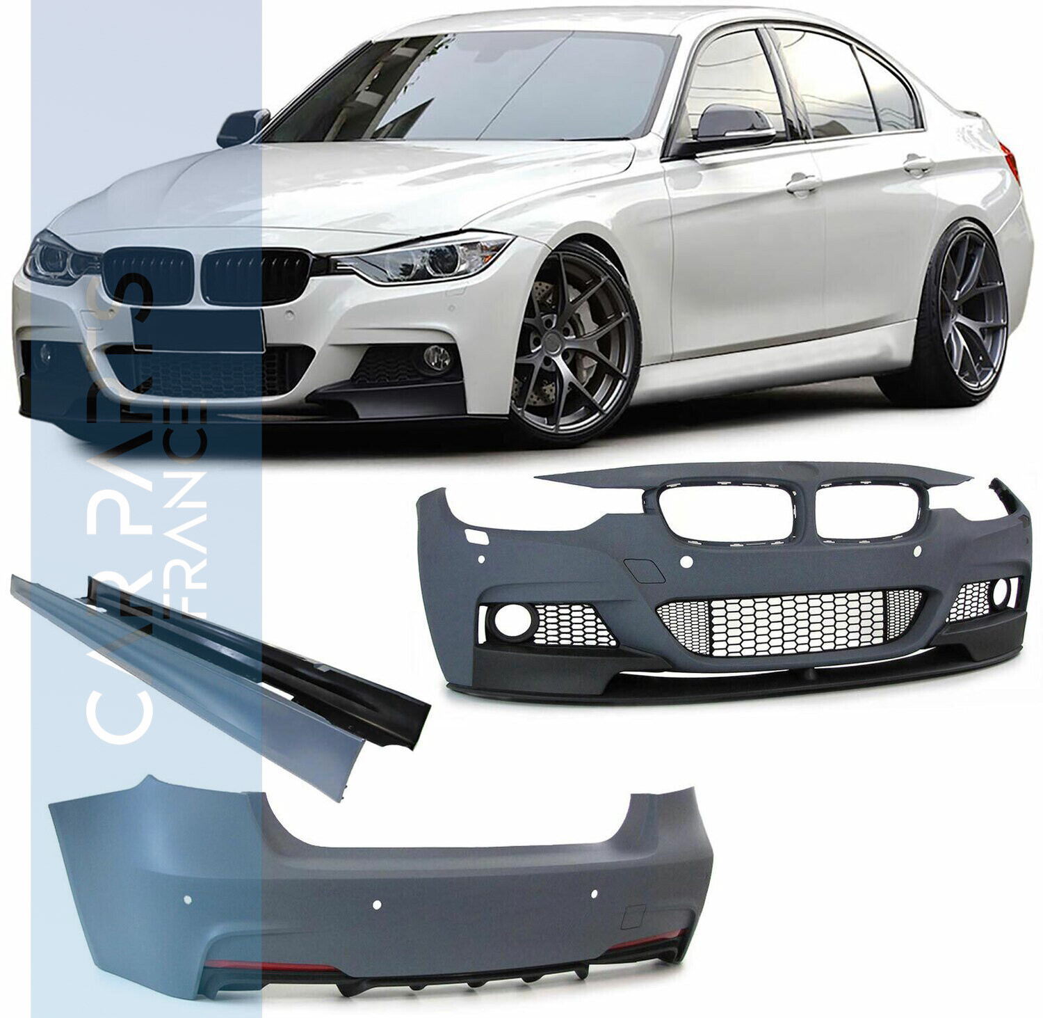 Kit de carrosserie complet / bodykit pour BMW Série 3 F30 2011 - 2015 Look Pack M / Performance Avec trous PDC