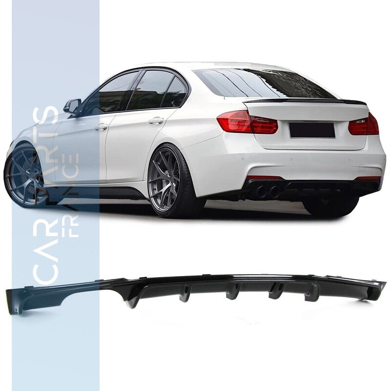 Diffuseur de pare-chocs arrière pour BMW Série 3 F30 F31 look Performance - noir brillant