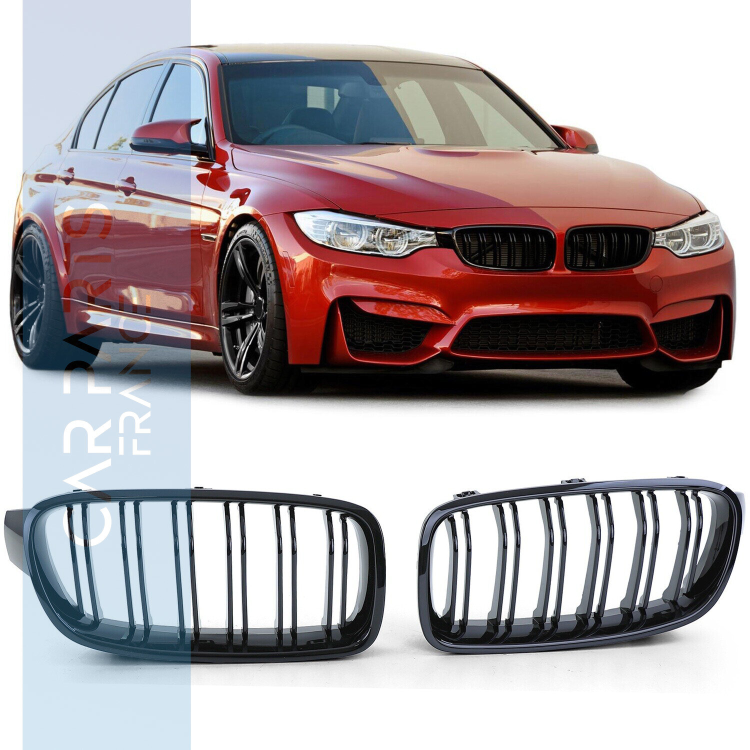 Calandre / Grille double lame pour BMW Série 3 F30 F31 noir brillant